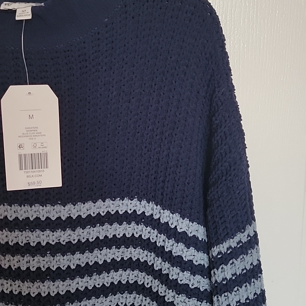 Wonderly women's long sleeved Mockneck Sweater. Blue, medium, NWT. - Picture 7 of 9